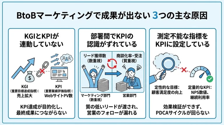 BtoBマーケティングで成果が出ない原因とは