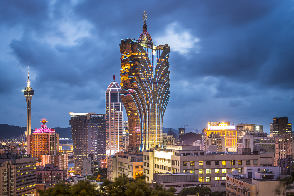 Macau, China city skyline.