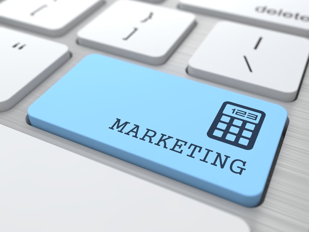 Marketing Concept. Marketing Word on Blue Computer Button.-1