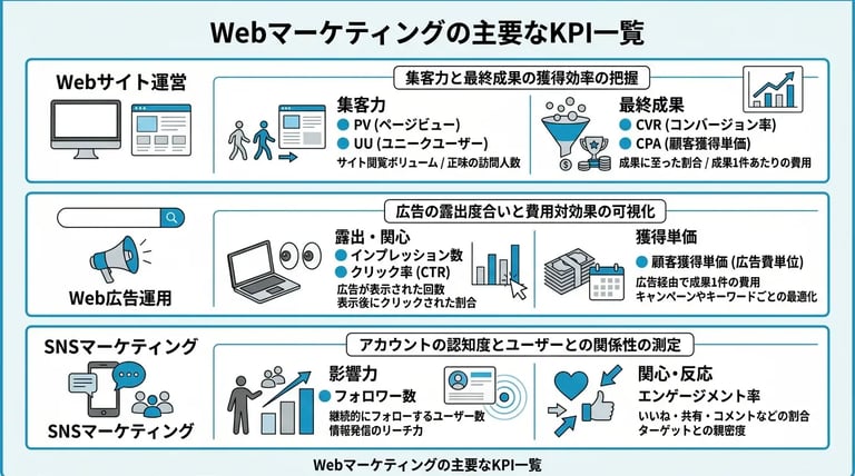 Webマーケティングの主要なKPI一覧