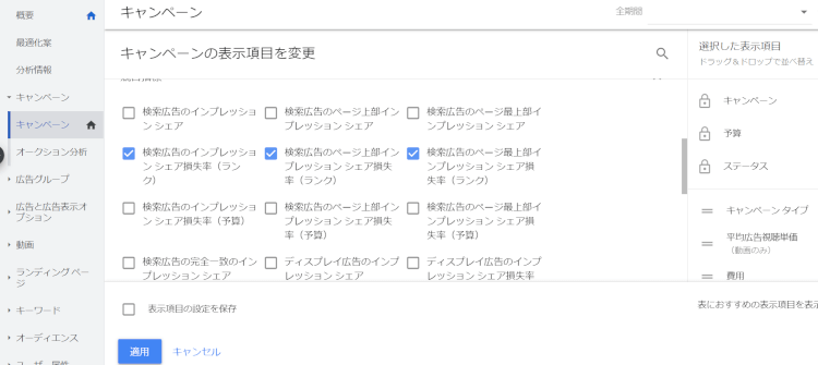 インプレッションシェア損失率