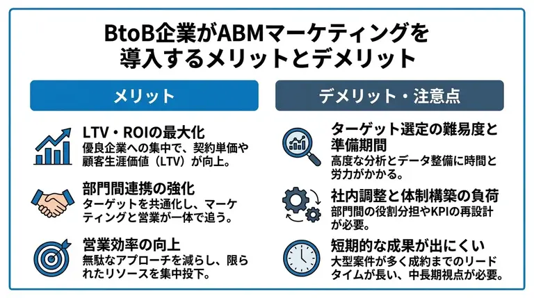 BtoB企業がABMマーケティングを導入するメリットとデメリット