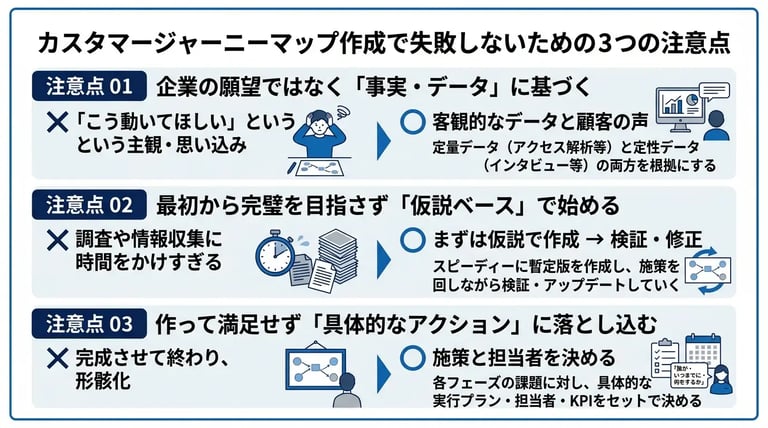 カスタマージャーニーマップ作成で失敗しないための注意点