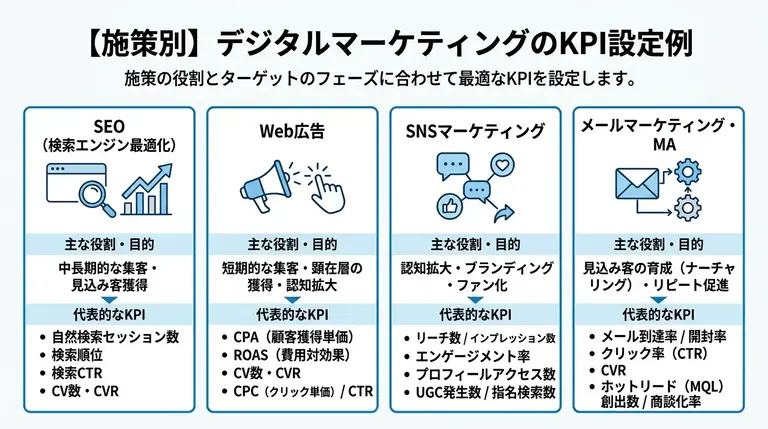 【施策別】デジタルマーケティングのKPI設定例