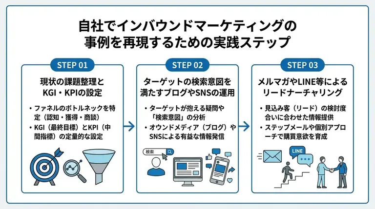 自社でインバウンドマーケティングの事例を再現するための実践ステップ