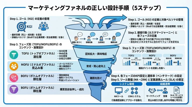 マーケティングファネルの正しい設計手順(5ステップ)
