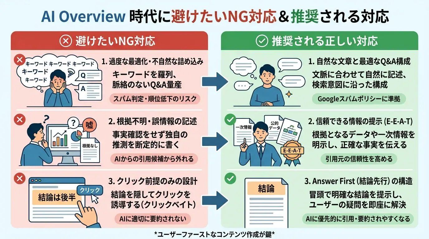 AI Overview時代に避けたいNG対応