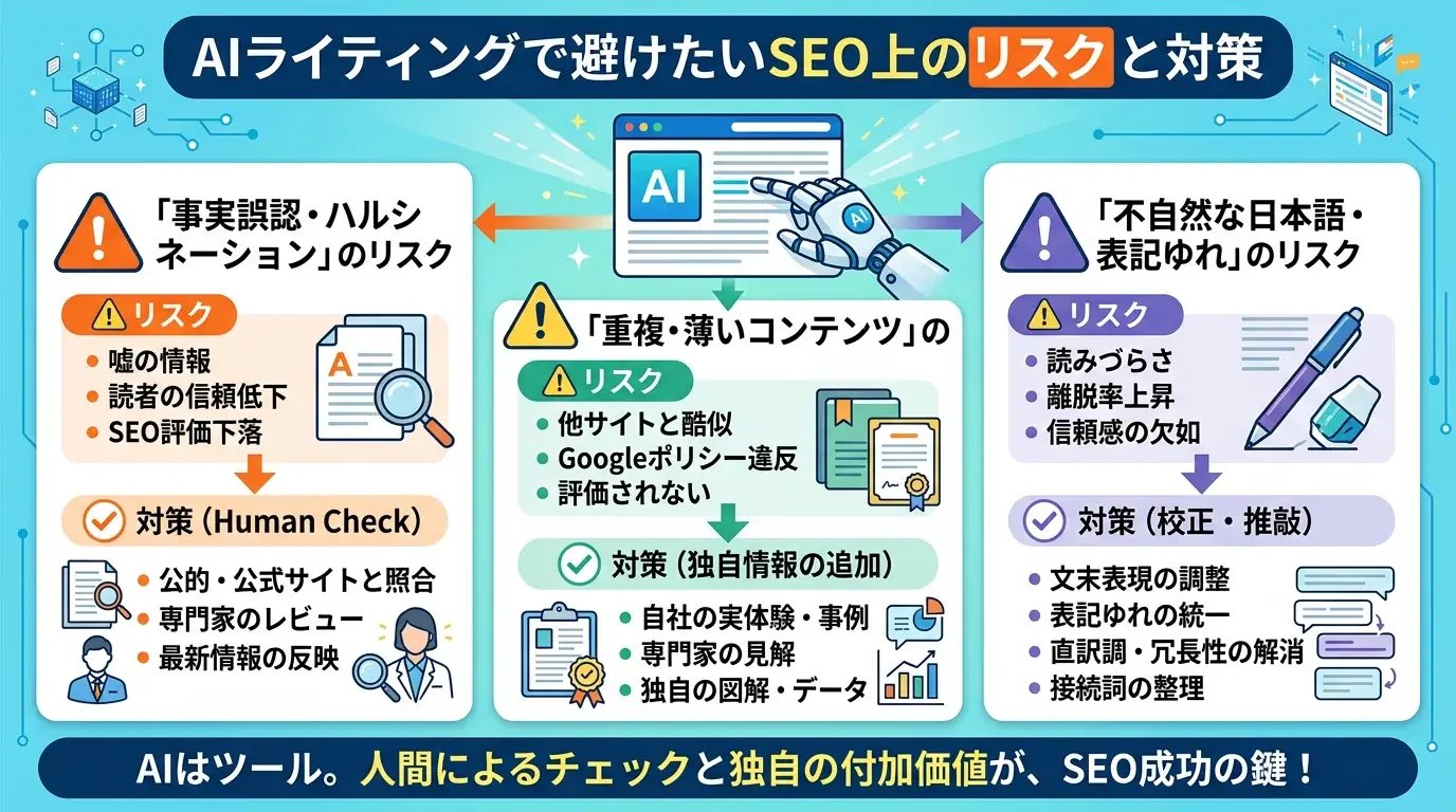 AIライティングで避けたいSEO上のリスク