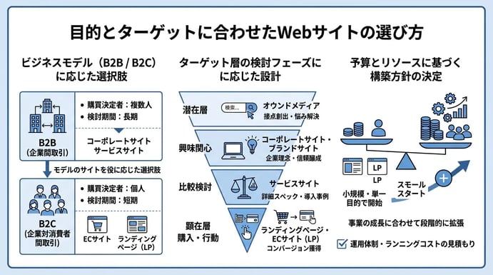 目的とターゲットに合わせたWebサイトの選び方