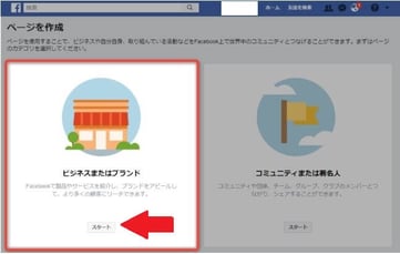 ビジネスまたはブランドのスタートをクリック