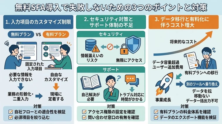 無料SFAツールの導入・運用で失敗しないための注意点