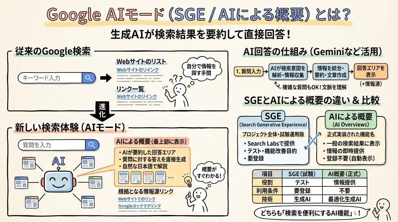 Google AIモードと呼ばれるSGEの基本概要