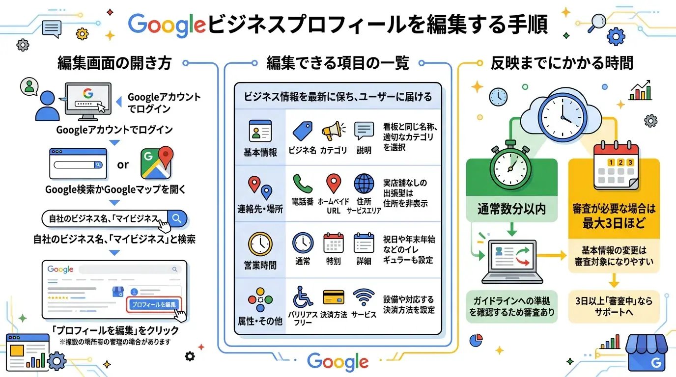 Googleビジネスプロフィールを編集する手順