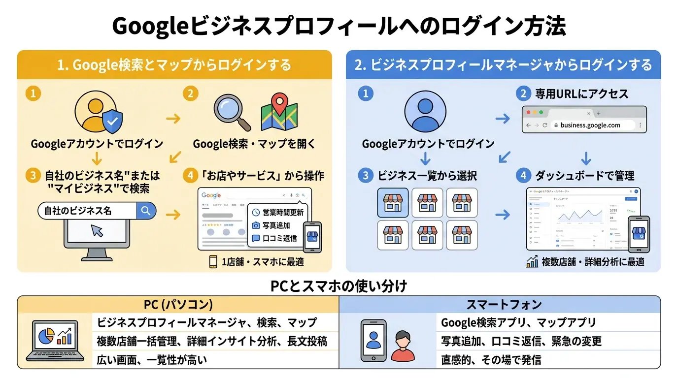 Googleビジネスプロフィールへのログイン方法