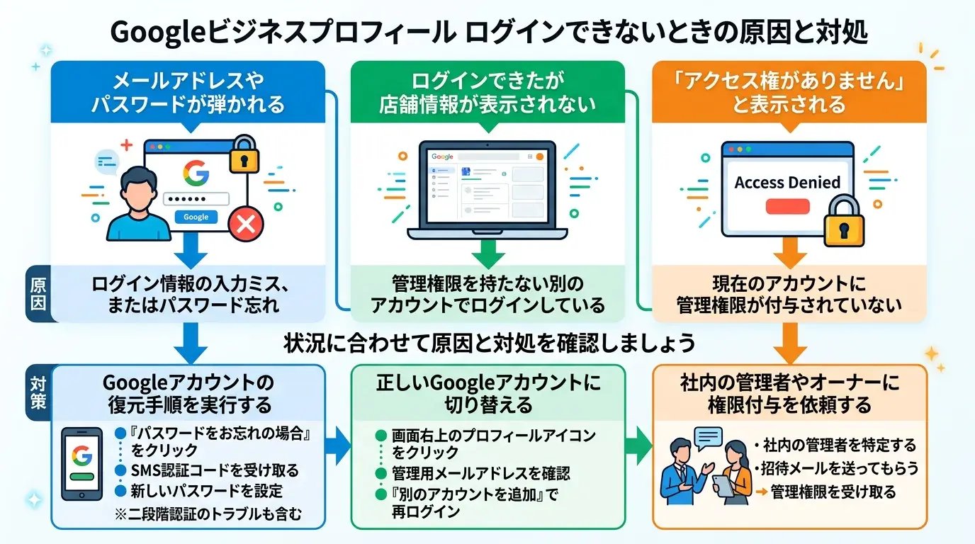 ログインできないときの原因と対処