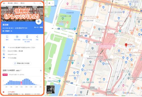 画面左に出る情報欄、ナレッジパネル