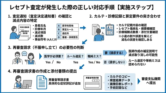 レセプト査定が発生した際の正しい対応手順【実施ステップ】
