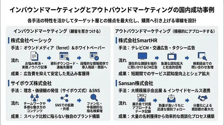 インバウンドマーケティングとアウトバウンドマーケティングの国内成功事例