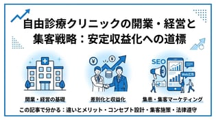 自由診療クリニック開業・経営の基本知識｜集客成功と収益化のポイント