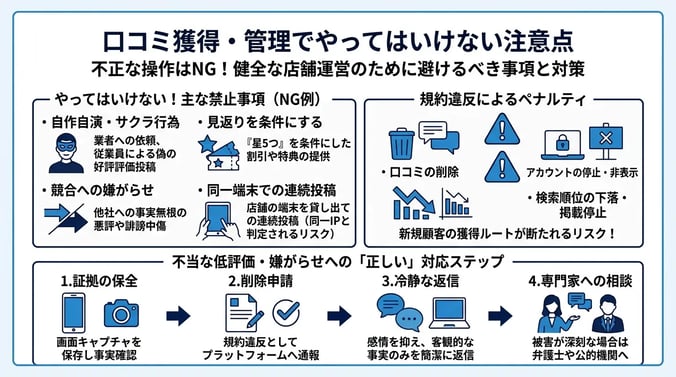口コミ獲得・管理でやってはいけない注意点