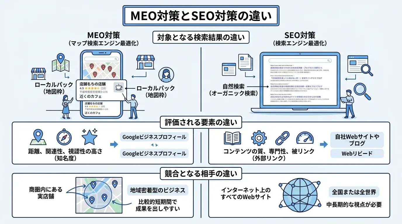 MEO対策とSEO対策の違い
