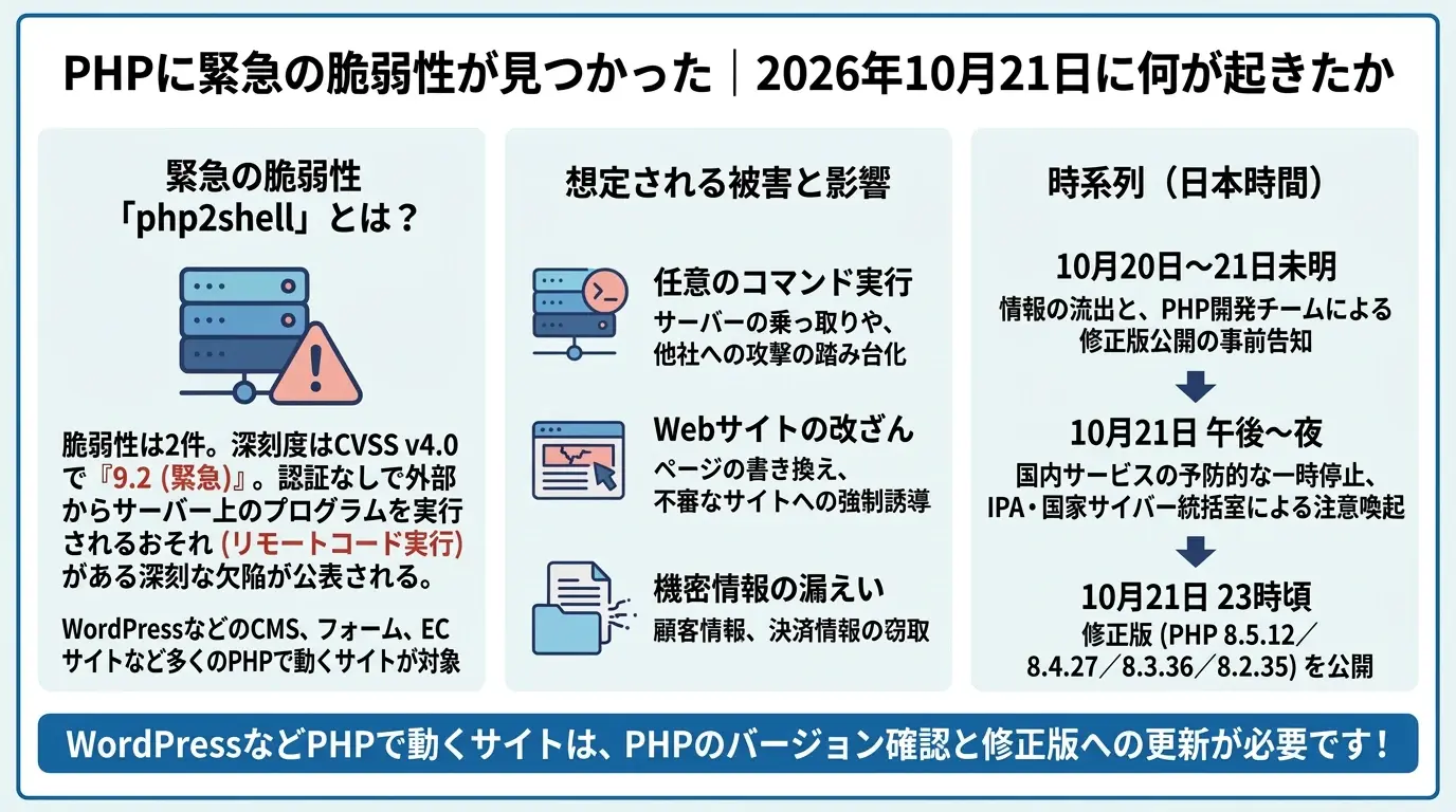 PHPに緊急の脆弱性が見つかった｜2026年10月21日に何が起きたか