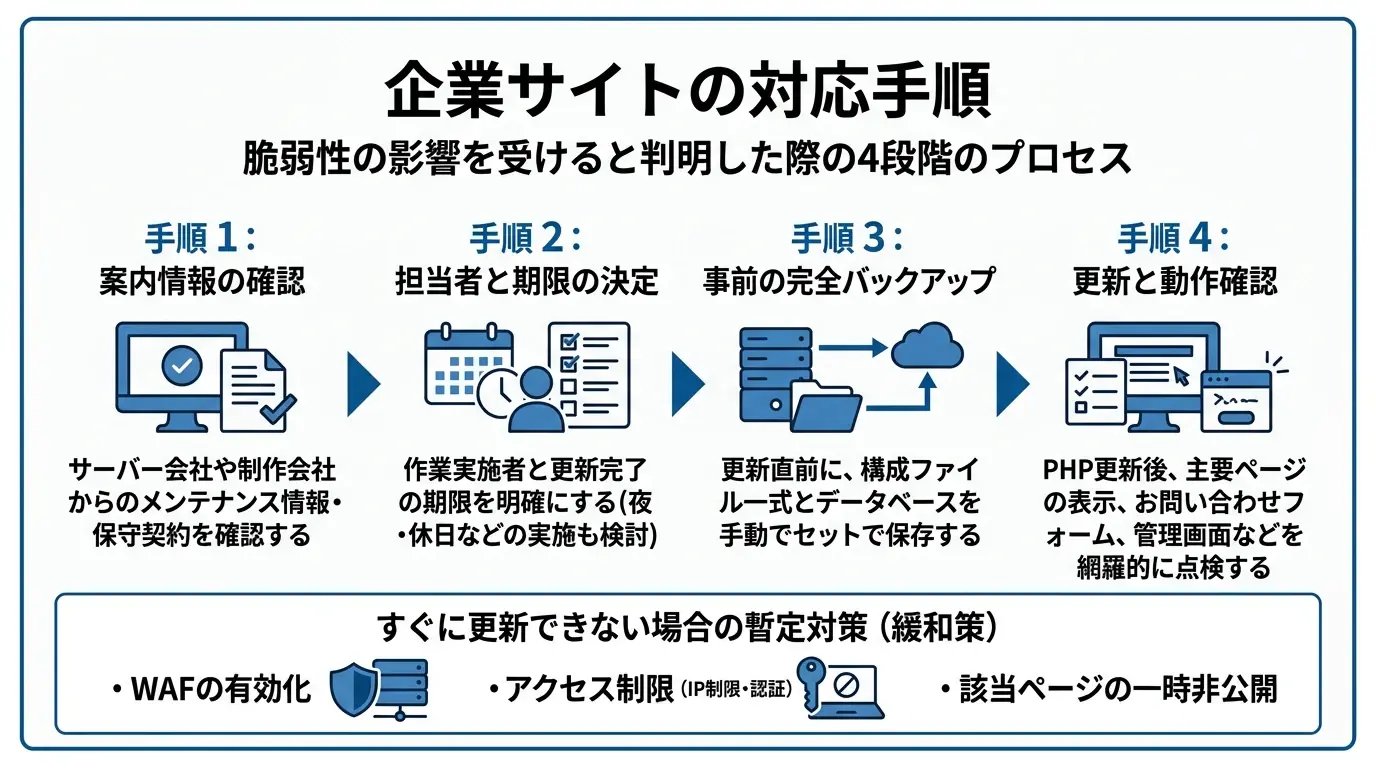 企業サイトの対応手順