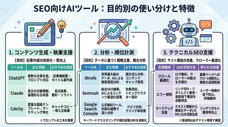 目的別に見るSEO向けAIツール