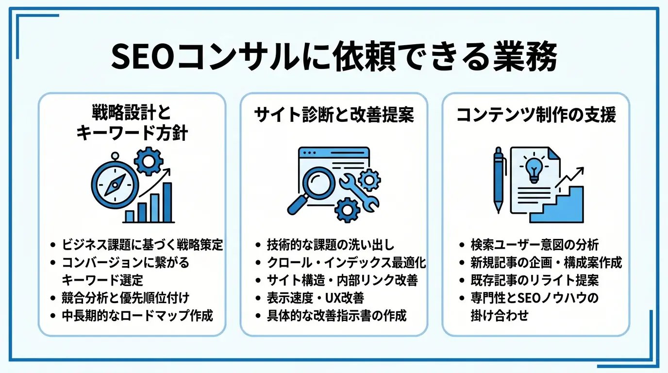 SEOコンサルに依頼できる業務