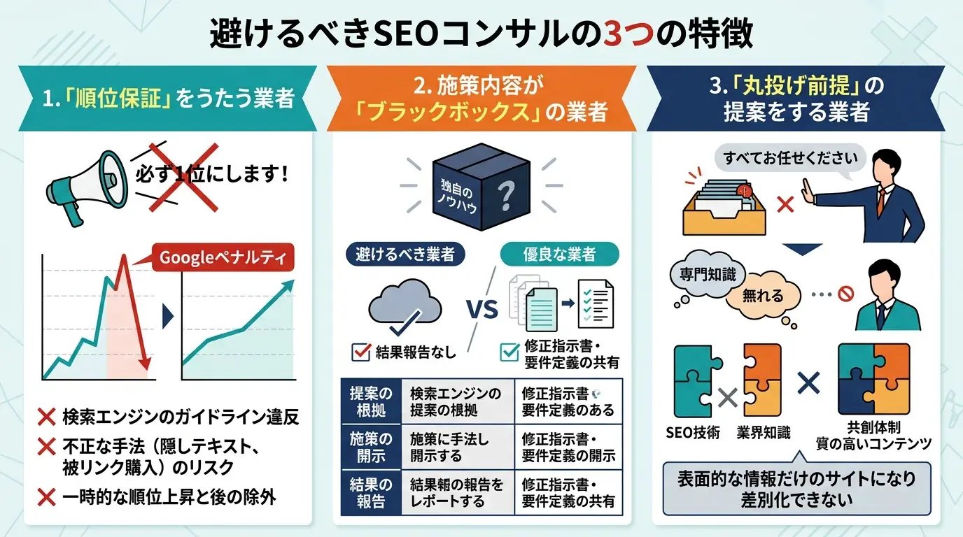避けるべきSEOコンサルの特徴