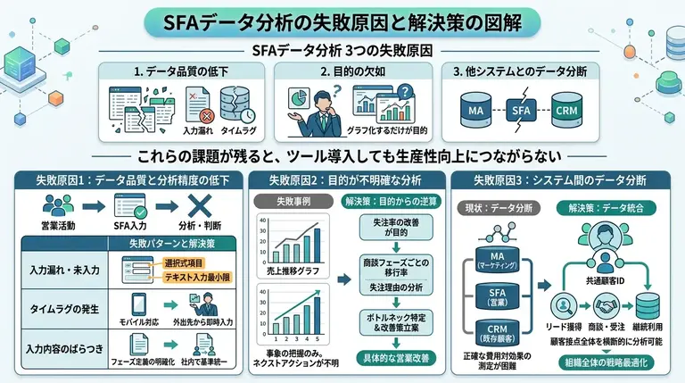 SFAのデータ分析で陥りがちな失敗パターンと解決策