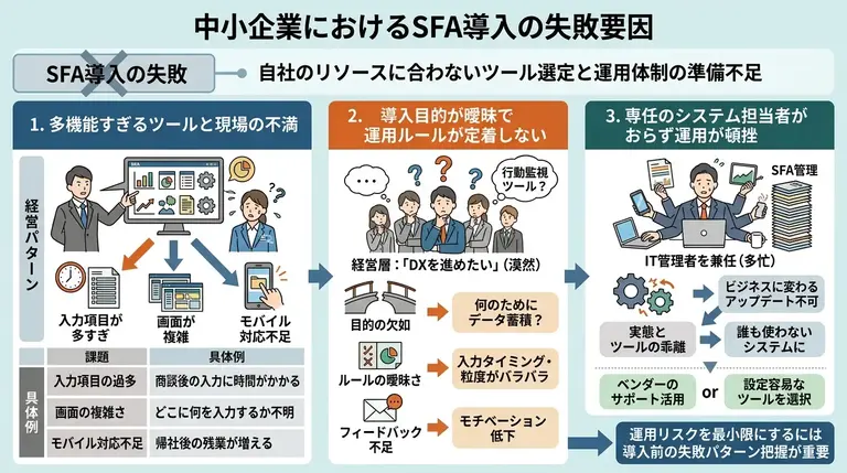 中小企業のSFA導入でよくある失敗と課題