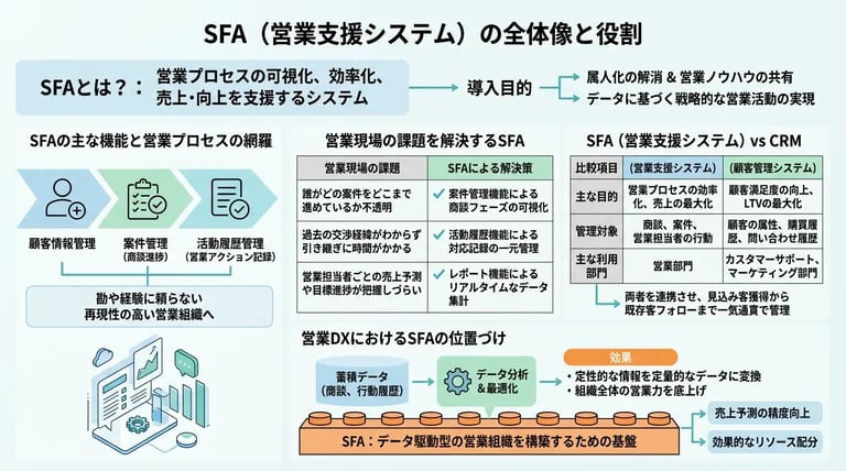 SFA（営業支援システム）とは？機能の全体像と導入の目的