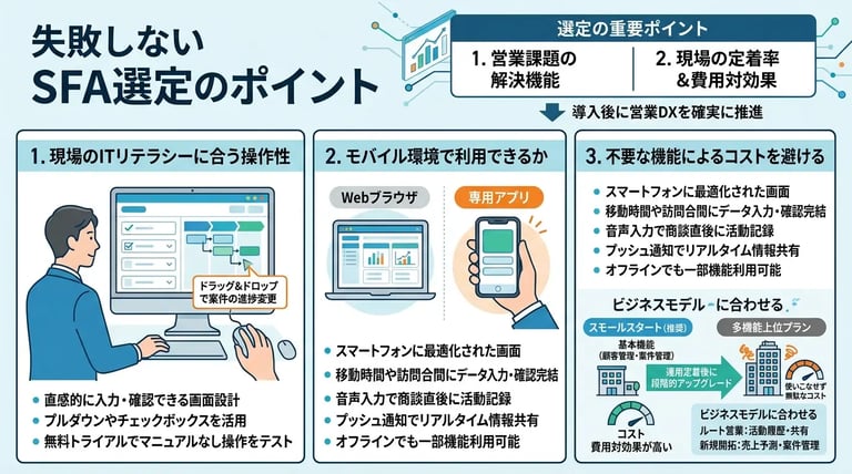 自社に最適なSFA機能を選ぶための比較ポイント