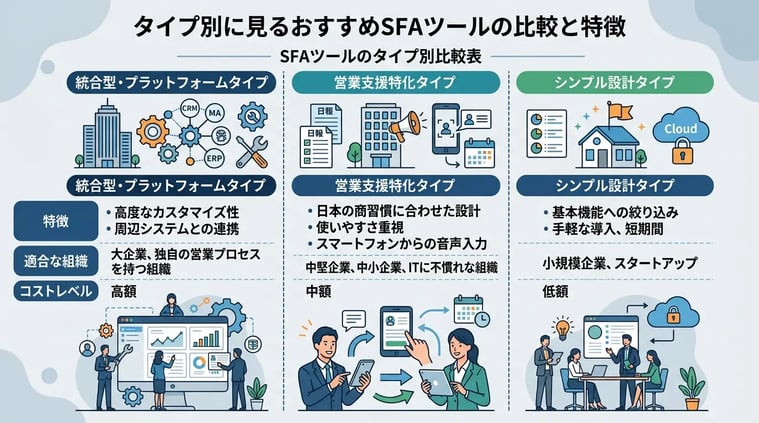 タイプ別に見るおすすめSFAツールの比較と特徴