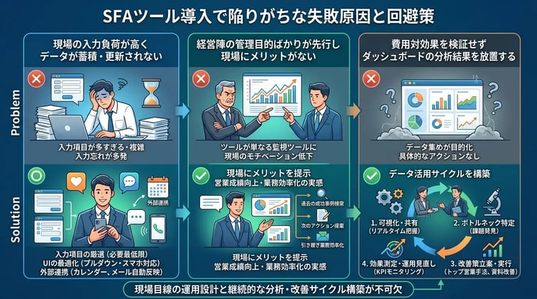 SFAツール導入で陥りがちな失敗原因と回避策