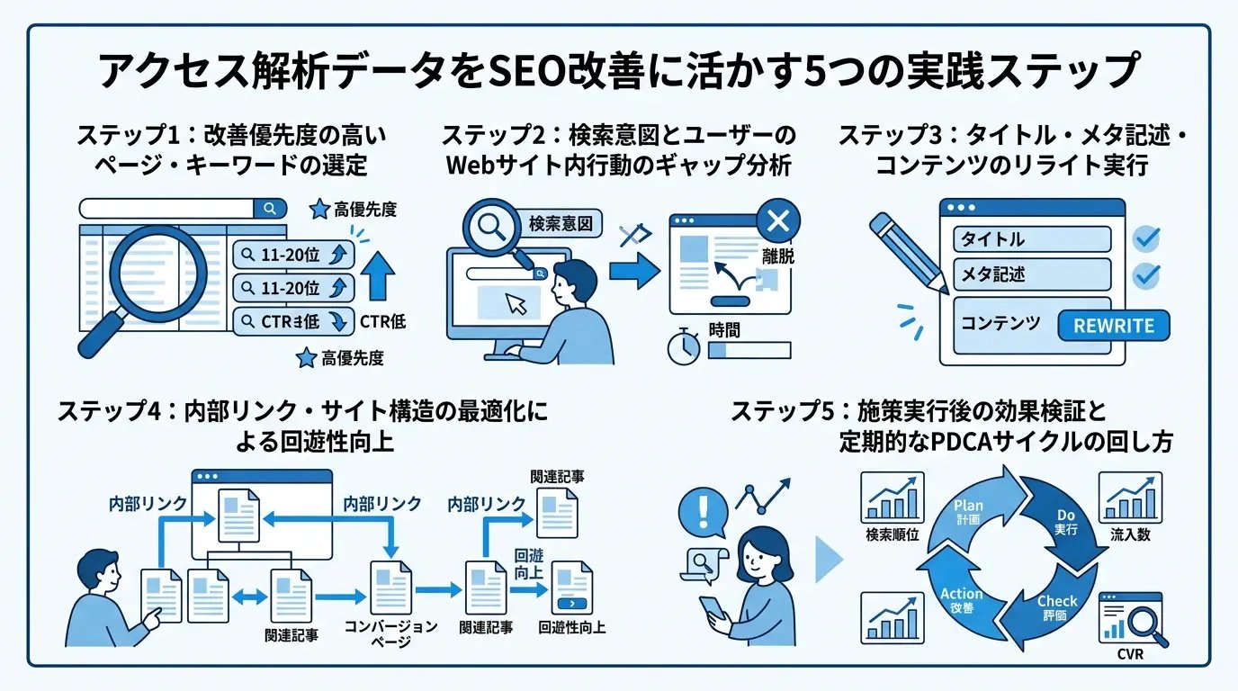 アクセス解析データをSEO改善に活かす5つの実践ステップ