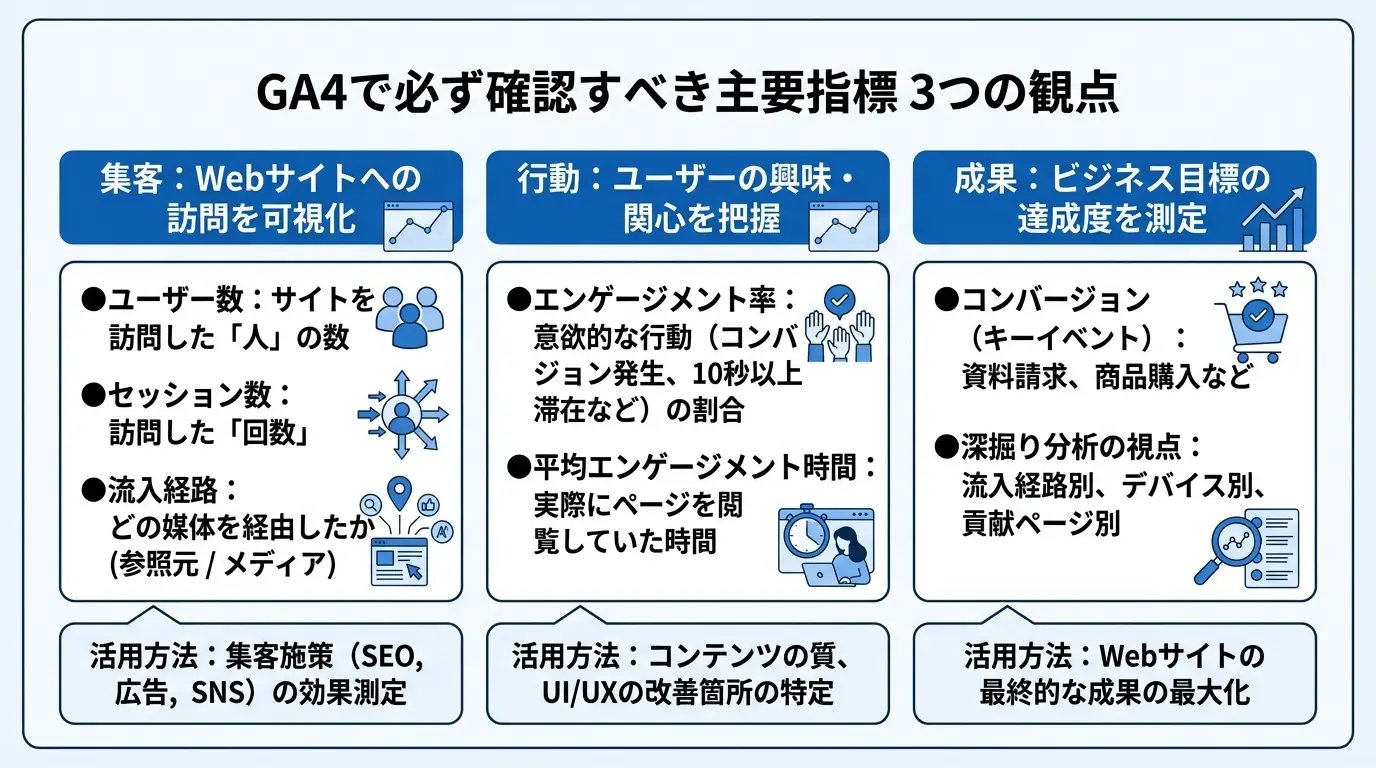 GA4で必ず確認すべき主要指標とデータの見方