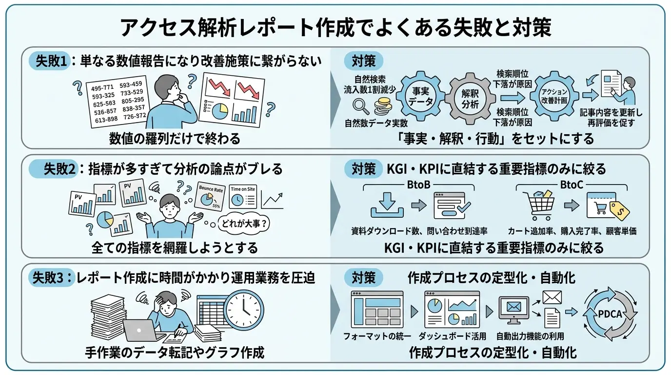 アクセス解析レポート作成でよくある失敗と対策