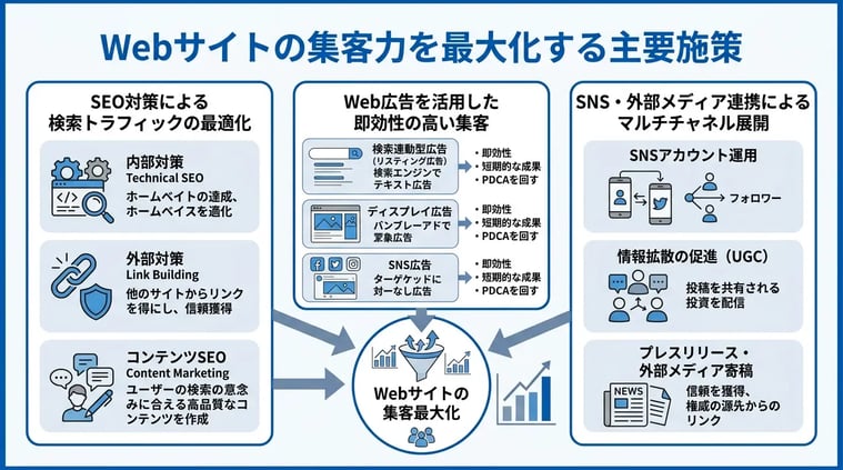 Webサイトの集客力を最大化する主要施策