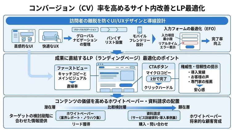 コンバージョン（CV）率を高めるサイト内改善とLP最適化