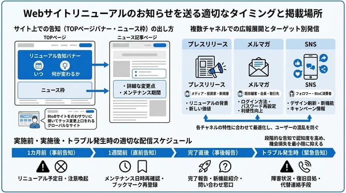 Webサイトリニューアルのお知らせを送る適切なタイミングと掲載場所