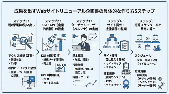 成果を出すWebサイトリニューアル企画書の具体的な作り方5ステップ