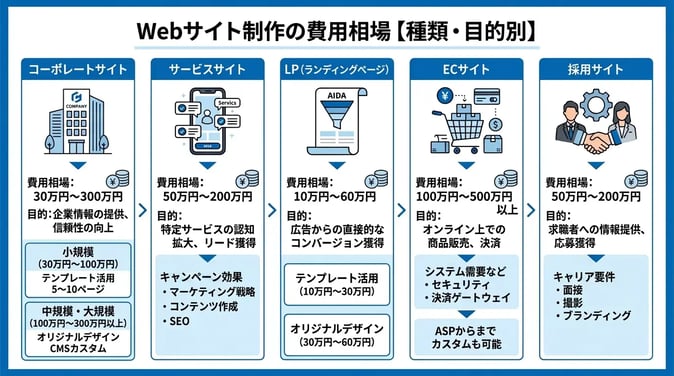 Webサイト制作の費用相場【種類・目的別】