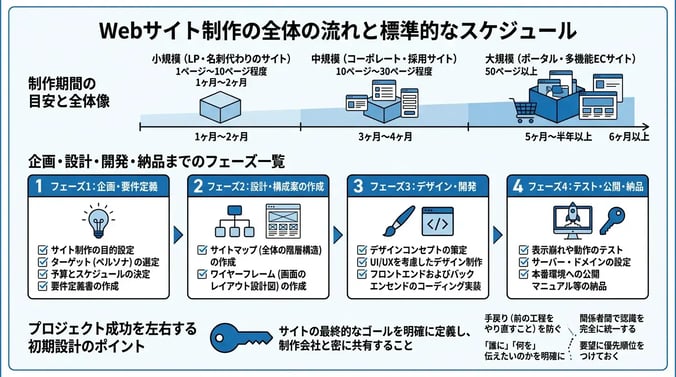 Webサイト制作の全体の流れと標準的なスケジュール