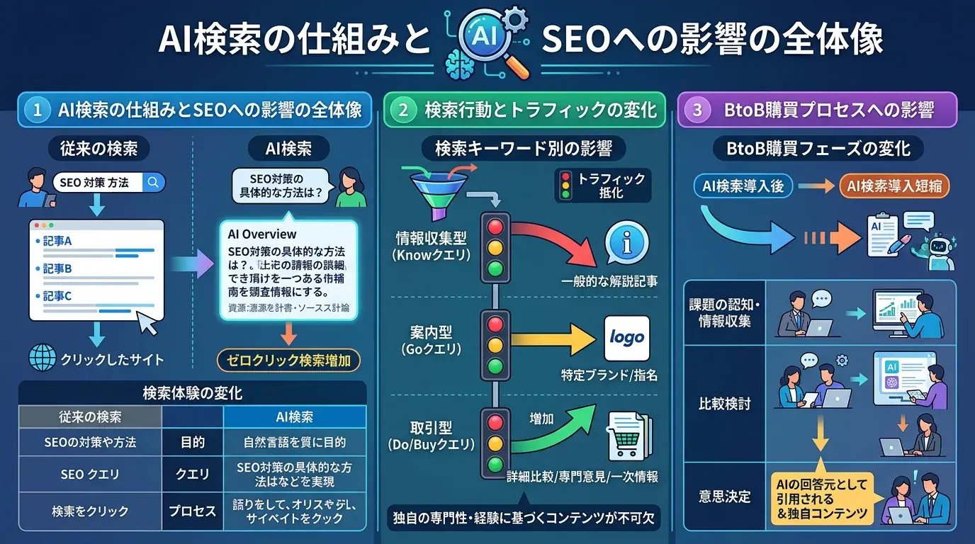 AI検索の仕組みとSEOへの影響の全体像