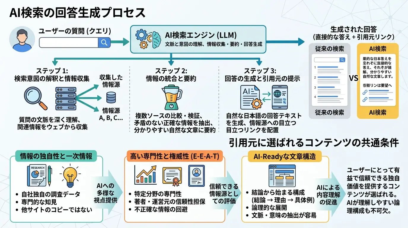 AI検索が情報を選び引用する仕組み