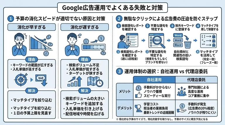 Google広告運用でよくある失敗と対策