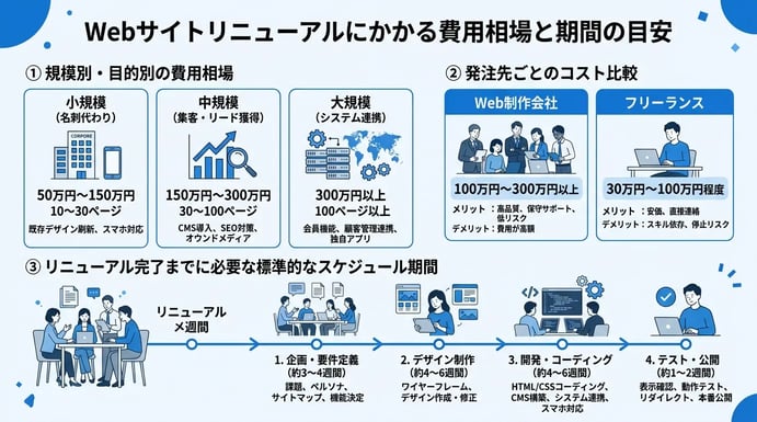 Webサイトリニューアルにかかる費用相場と期間の目安