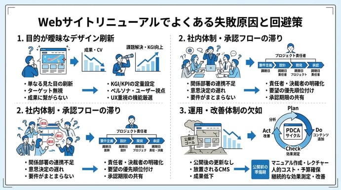 Webサイトリニューアルでよくある失敗原因と回避策